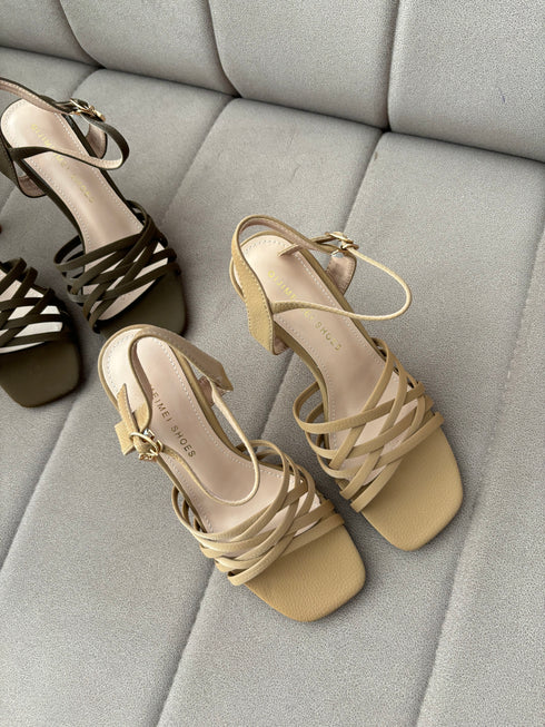 Multi Cross Strap Open Toe Buckle Straps Heels